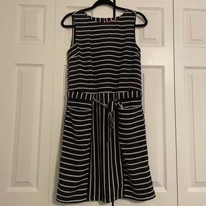 SOLD——-White and black stripped dress
